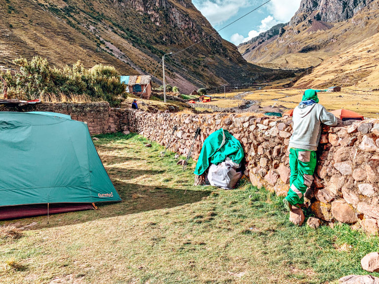 Camp site and tent